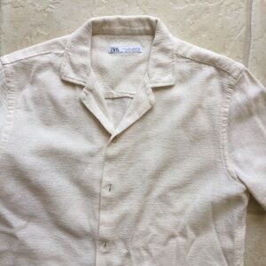 Zara off white textured shirt